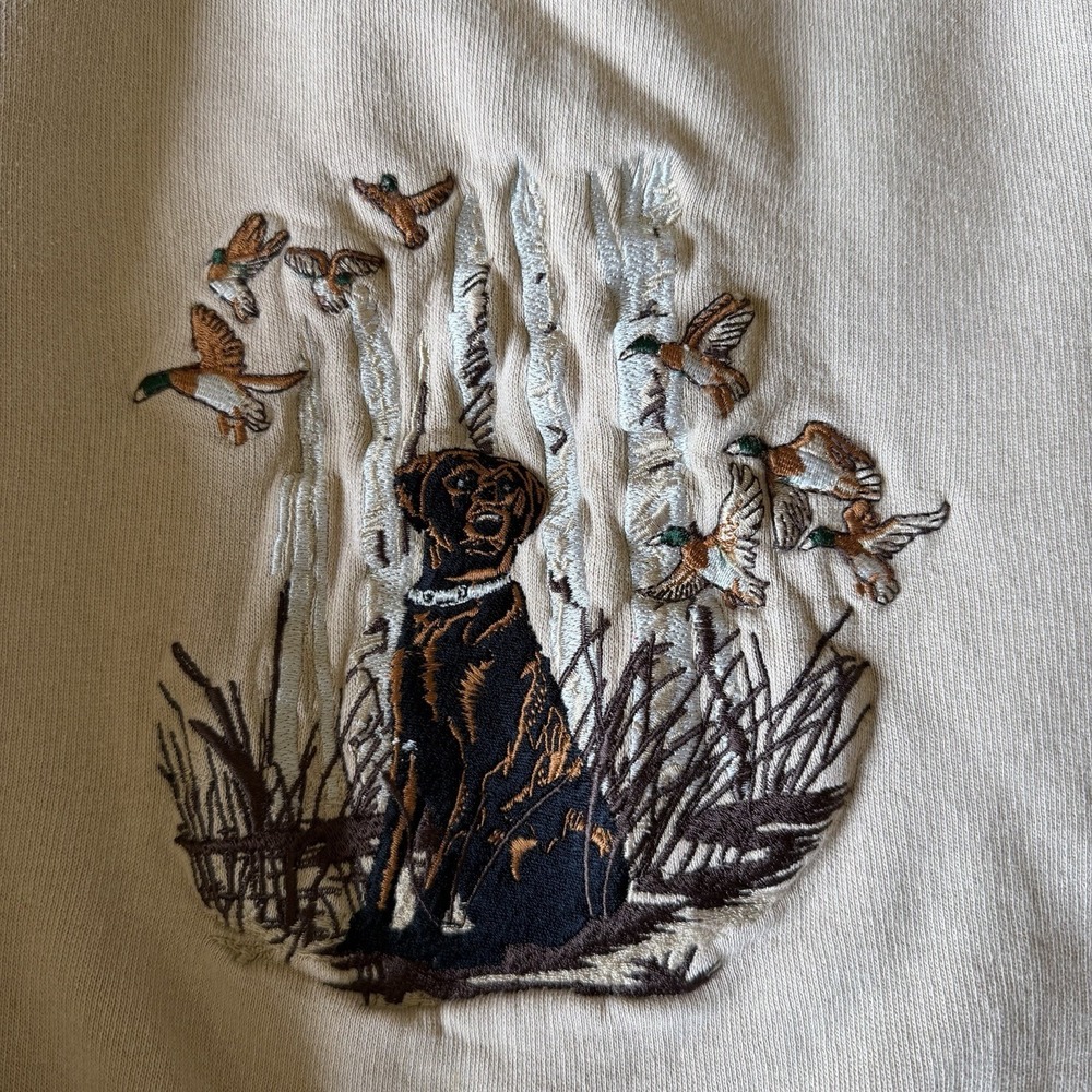 VTG Field Tested Hunting Dog Embroidered Crewneck Beige Outdoor Life (XL) Cabin - Picture 6 of 8